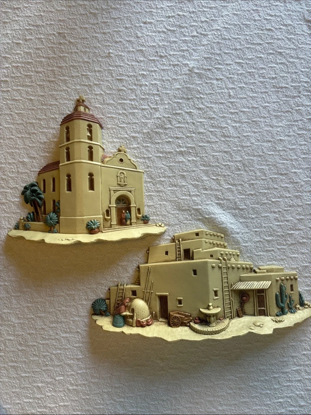 Vintage Wall Art Plaques Adobe Pueblo Hacienda House Desert Southwest Spanish